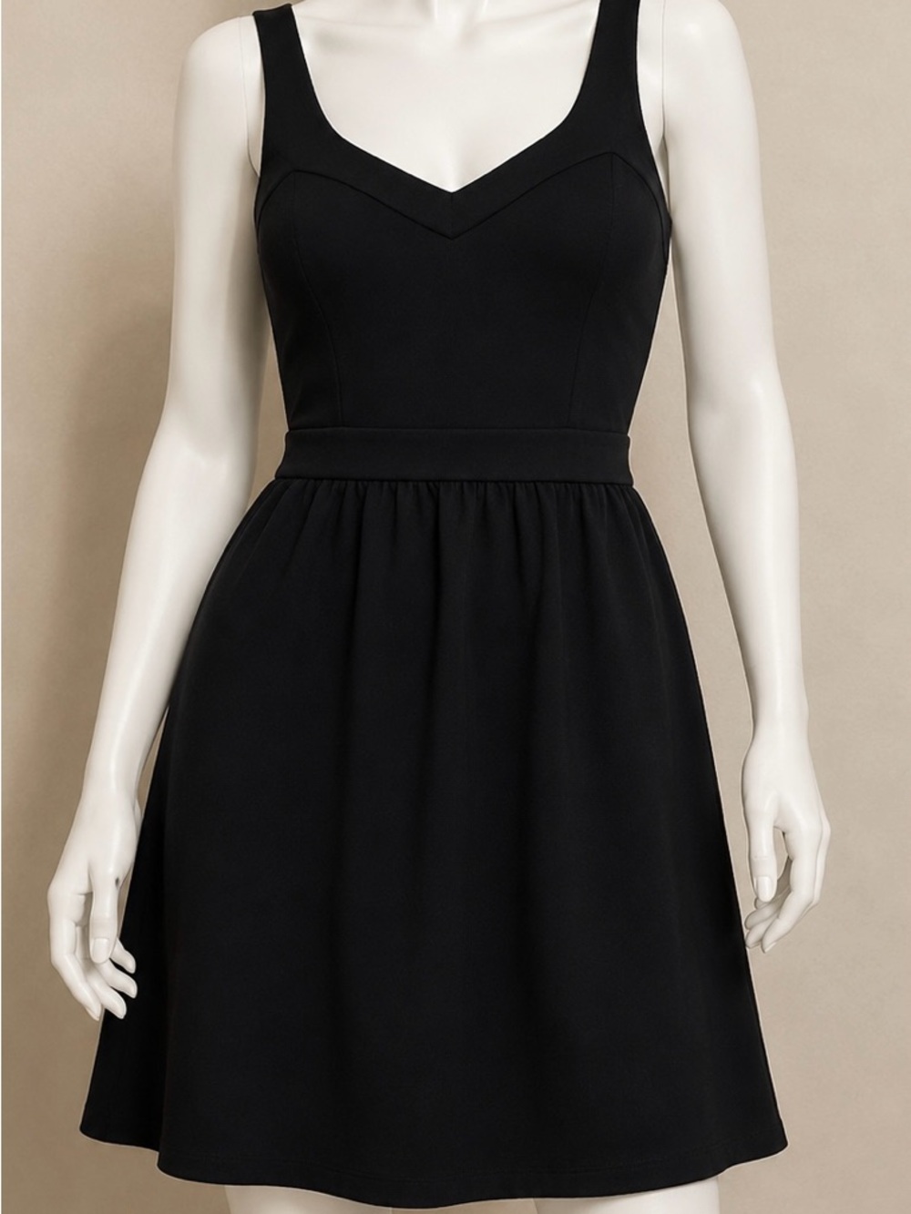 Classic Black Fit-and-Flare Dress. Cynthia Rowley Racerback, Size Small. Pockets